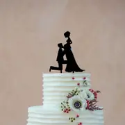 Silhouette Groom Kissing Pregnant Bride Cake Topper