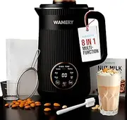 Wamery Original Nut Milk Maker Machine - 32oz Almond, Oat, Soy Milk Maker - Plant Based & Vegan Milk Maker with Delay Start, Keep Warm & Boil Water Functions (Black)