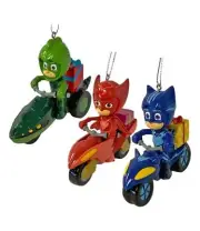 Set of 3 PJ MASKS On Vehicles Christmas Ornaments, by Kurt Adler