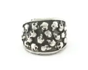 Skull Ring Adjustable Antique Silver Plated brass (21mm 11US inner size) 2729