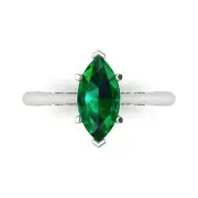 1.50 ct Marquise Cut Emerald Stone Bridal Promise Engagement Ring 14k White Gold