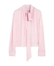 Lanvin Ribbon-Fastened Long Sleeved Satin Blouse FR38 Pink