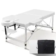 1x ALFORDSON Massage Table Portable & Foldable 2 Fold 75cm (White)