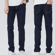 Men's Original Fit Straight Leg Jeans 5 Pocket Flex Denim Stretch Cowboy Cut - Dark Blue