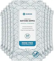 SUNKISS TrustPlus Bathing Wipes with Aloe, Extra Thick 8"x12" Body Cleansing Wipes for Adults Sensitive Skin, Camping, Travelling, Gym, Caring, 100 Count