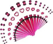 [Marsrut] 48PCS Acrylic, Silicone Ear Stretching Kit: Lightweight Tapers, Heart Tunnels & Plugs for Starter Expanders | Body Piercing Jewelry Earring Gauges Gauging Set for Men, Women (Size: 14G-0000G, Purple),
