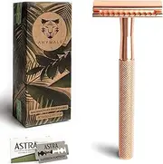 ANYMALE® Safety Razor Rose Gold Edition - Includes 5 Astra Blades - Plastic-free Women's Razor Made of Metal