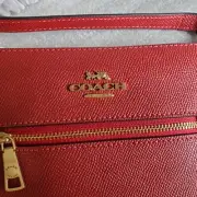 NWT COACH CE871 Mini Rowan File Bag in Crossgrain Leather IM/1941 Red