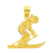 14K Gold Skier Pendant