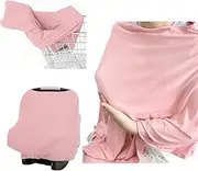 Yanmucy Nursing Covers for Breastfeeding Soft & Breathable Wide Neck Muslin Nursing Poncho Infant Feeding 360° Full Privacy Protection Cover for Carseat Stroller (Pink)