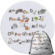 ABC Alphabet Kids Characters Round Beach Towel