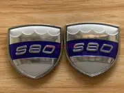 2PC For VOLVO Boot Rear Trunk Side Emblem Sticker Decal Metal Badge S80 Silver