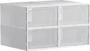 Seymour's Stackable Clear Shoe Boxes - 4 Pack, Holds Shoes Up to US Size 10 & AU Size 10, Transparent Shoe Storage for Closet Organisation & Easy Access