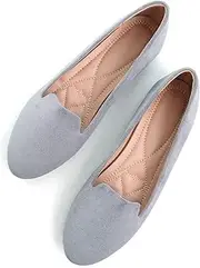 [SAILING LU] Women Round Toe Flats Comfortable Fashion Ballet Flat Shoes for Women Dressy Slip-ons Loafers, Round Toe-grey, 10.5