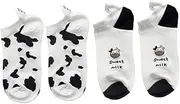 [Ipetboom] Cute Cow Pattern Anklet Socks 2 Pairs Short Socks for Women Breathable Cotton