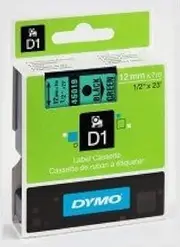 Dymo D1 Label Cassette 12mmx7m (SD45019) - Black on Green