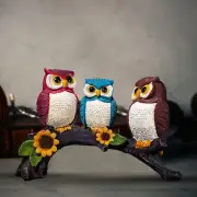 Beautiful Resin Owl Family Decorative Statue for Home Decor US