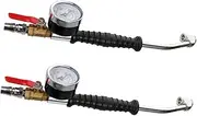 Luxshiny 2 Pcs Tire Inflator with Built Pressure Gauge Quick Coupler for Air Compressor Heavy Duty Tire Inflation Valve for Cars Motorcycles and Bikes Compact and Portable