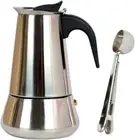 Moka Pot 4 Cup Espresso Maker, Stainless Steel for Stovetop with Coffee Spoon
