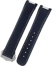 [RAYESS] 20mm 21mm Fluorous Rubber Watchband For Omega Seamaster Watch AT150 AQUA TERRA 150 FKM Soft Strap Folding Buckle