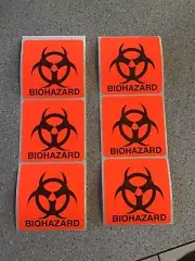 6 x BIOHAZARD stickers 2” X 2” NEW