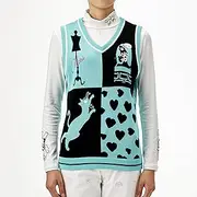 [MU Sports] 701V6302 Tiffany Motif Knit Vest, Turquoise, LL Size, Turquoise, Size L, Size L