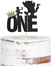 Black Glitter Wild One Cake Topper for Baby - One Cake Topper 1st Birthday, Where the Wild Things Are Cake Topper, First Birthday Decorations, Cake Smash Photo Props