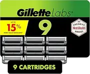 GilletteLabs Razor Blade Refills, Ultimate Precision Trimmer, 5 Bladed Refills, Compatible with Exfoliating Bar and Heated Razors, 9 Count