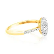 9ct Yellow Gold Oval Shaped Ring in 0.30 Carat Natural Diamonds, M
