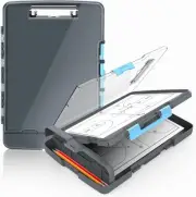 Sooez Original Clipboard with 2 9.8" w x 1 1/3" d x 14 1/4" h, Gray + Blue