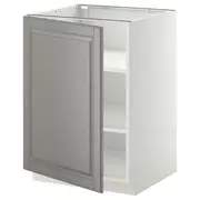 METOD base cabinet with shelves, white/Bodbyn grey, 60x60x80 cm