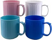AOYITE Plastic Coffee Cups with Handles - Unbreakable BPA Free Coffee Mugs 13 oz set of 4 - Reusable Dishwasher Safe Hard Drinking Cups for Kids Kitchen Outdoor (Thick Wall)