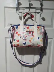 Brighton Red, White and You Canvas Mini Tote, adjustable & removable strap