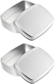 HONMEET Small Metal Tin Portable Mini Tin Case Aluminum Box Balm Soap Box Travel 90ml 8.20x6.00x2.60cm