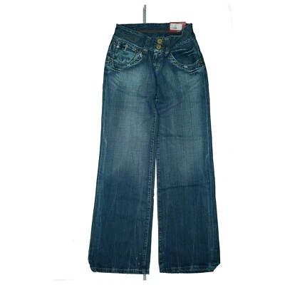 Pepe Jeans Oxford Women Pants Bootcut Fit Flare W26 L34 Used Look Blue New