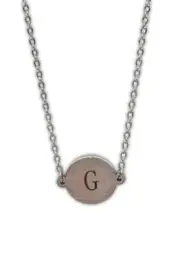 MONOGRAM INITIAL Pendant Necklace - LETTER G - 18" Chain - by Puka Creations
