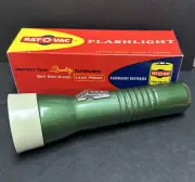 Ray O Vac Vintage Steel Metal Flashlight Made In USA B99GR dark green NOS