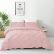 Dreamfields Double Blush Diamond Embroidery Pintuck Quilt/Doona/Duvet Cover Set