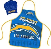 Los Angeles Chargers Apron Chef Hat Set Full Color Universal Size Tie Back Grilling Tailgate BBQ Cooking Host, Team Color, One size