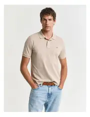 [Gant] Regular Fit Shield Pique Polo Shirt In Dry Sand