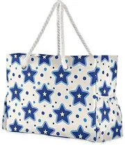 Amooorous Blue Stars Dot Blue Sandproof tote bag for travel bags for women with zipper tote bags for Travel Gym Vacation, Blue Stars Dot Blue, 1 size