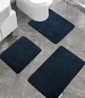 Bathroom Rug Set 3 Piece, Memory Foam Blue Bath Mat Set Non-Slip Quick Dry Ab...