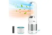 Advwin 3-in-1 Bladeless Cooling & Heating Fan Combo with HEPA Air Purifier, 1400W Ceramic Tower Heater, Quiet Oscillating Fan for Home Bedroom Office