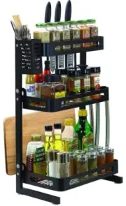 Kitchen Spice Rack Utensil Holder Countertop Freestanding Shelf Organizer