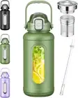 50 Oz Glass Water Bottles, Large Motivational Glass Water Bottle with Time Marke