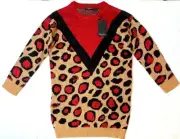 Brave Soul Simba Chevron Animal Print Sweater Dress, Medium MSRP $73.00