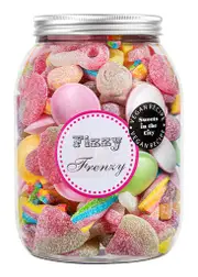 Sweets IN The City Fizzy Frenzy Giant Jar of Joy 1kg, Vegan-friendly, Selection of Mixed Sweets is Bubbling Over With fun and Flavour 1kg