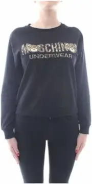 MOSCHINO Cotton Fleece Sweatshirt w/Tiger Teddy Bear Lettering Black XS