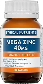 Ethical Nutrients Mega Zinc 40mg - Supports General Immunity, High Strength - 120 Tablets