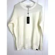 NWT One Teaspoon Shattered Crew Neck Sweater in Cream Size XXS Oversized